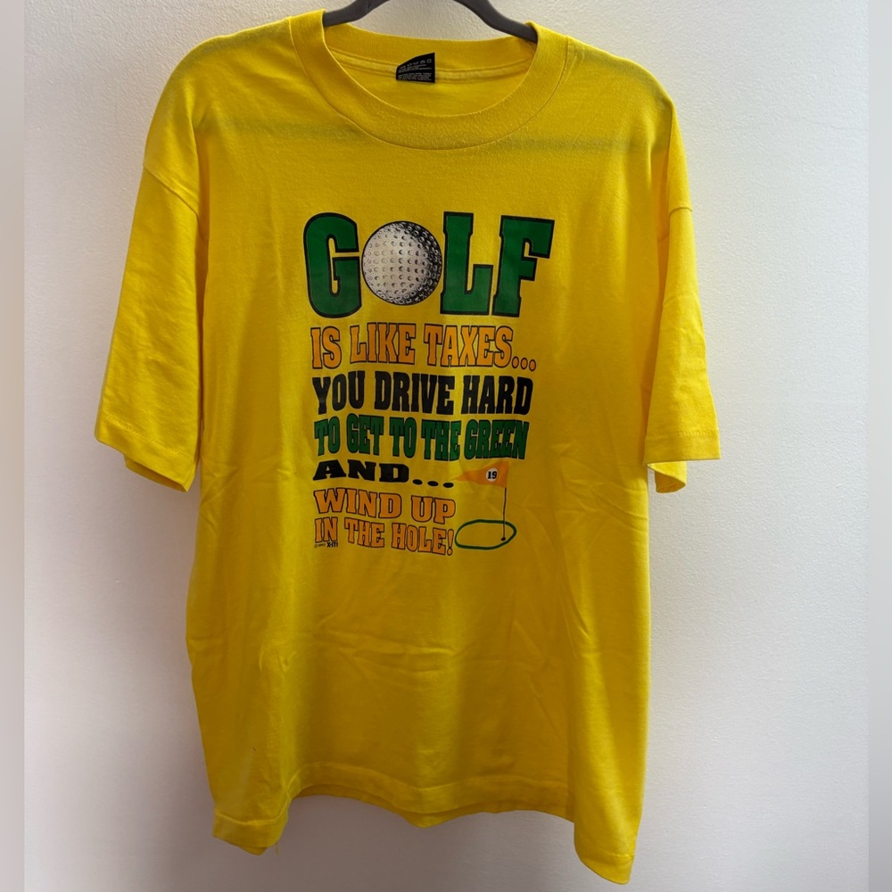 Funny Golf Yellow Crewneck T-shirt XL